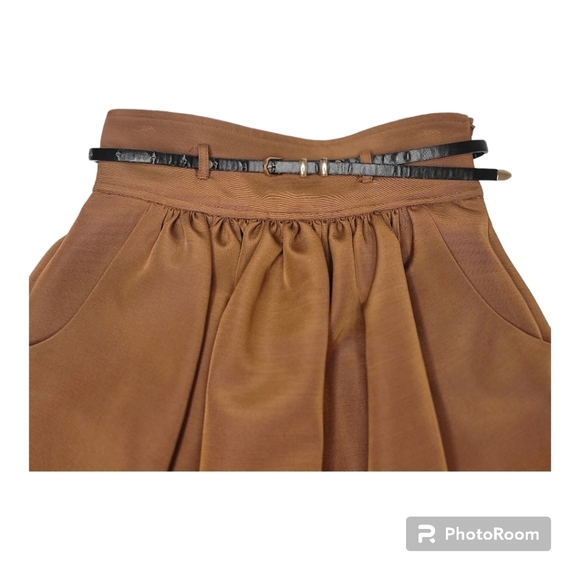 WHIT WOOL FAILLE BELTED MINI WOMEN SKIRT SIZE 0 - Picture 4 of 9